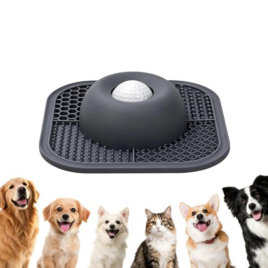 Slow Feeder Dog Bowl with Lick Mat Non-Slip Dog Lick Bowl with Interactive Rolling Ball Silicone Dog Licking Toy for Liquid And Thick Treat Dogs