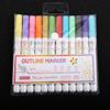 Double Line Pen 8 / 12 Colors 1-3MM Multicolor Glitter Marker Colorful Highlighter Fluorescent Marker Outline Pens