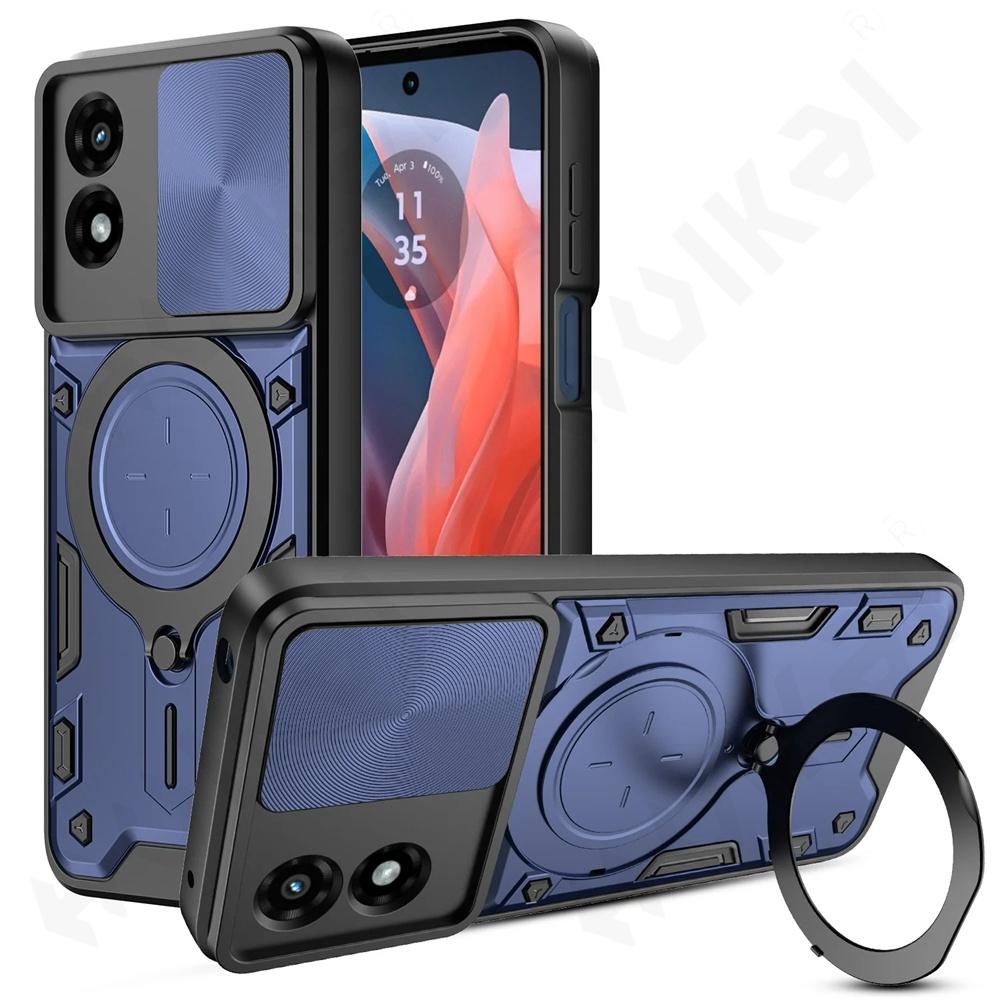 Бронированный чехол для Motorola Moto Edge 50 Pro 40 30 20 Neo Pro Lite G84 G54 G14, магнитное вращающееся защитное кольцо для камеры, крышка-подставка на 360 градусов