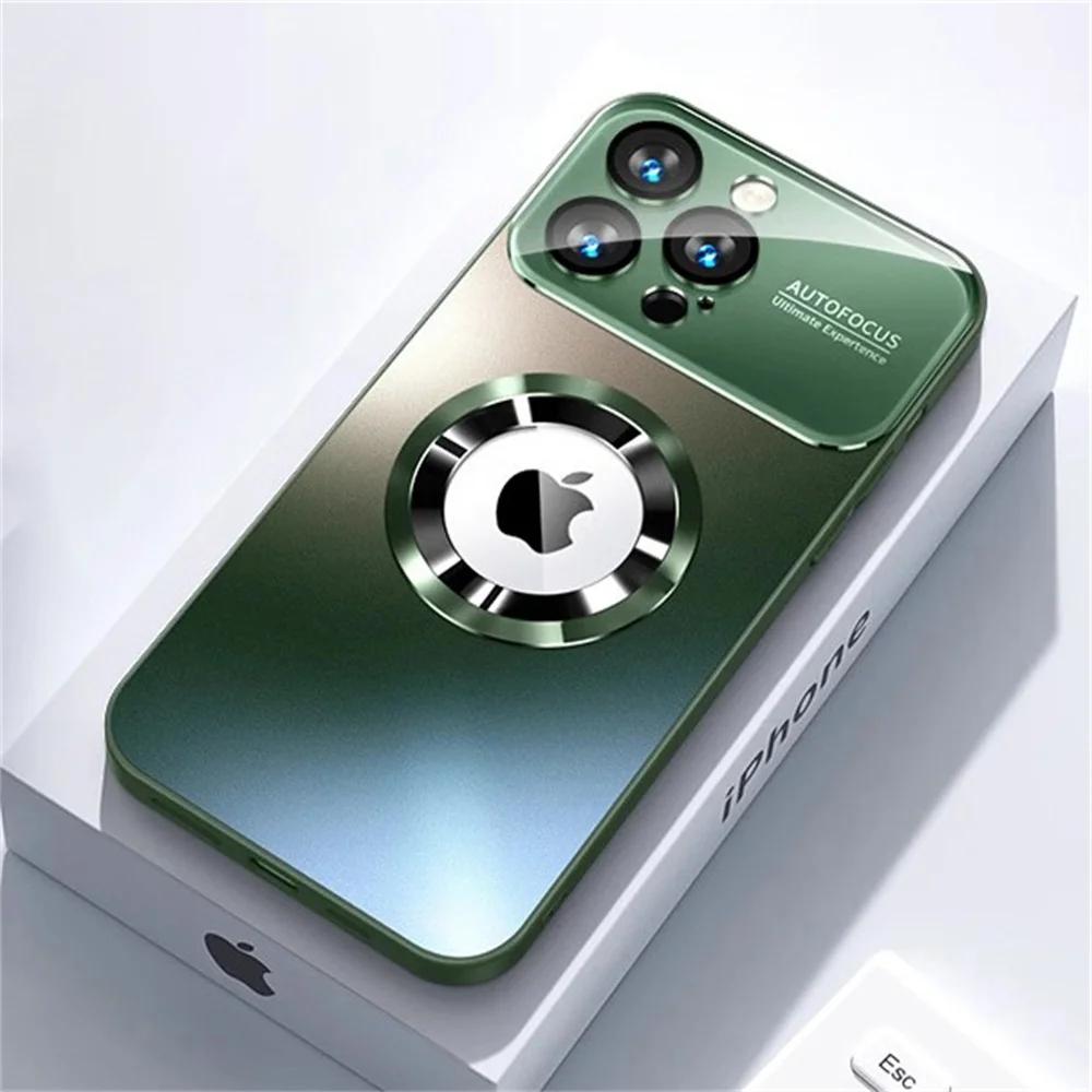 Роскошный матовый магнитный чехол для телефона для iPhone 16 15 11 12 13 14 Pro Max, защита всей камеры, силиконовая рамка, матовая задняя крышка