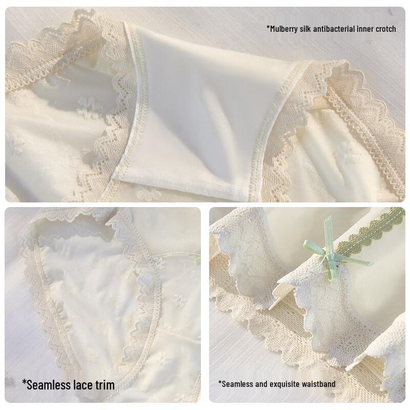 Urban Lady Women's Seamless Lace Briefs with Mulberry Silk Crotch - 3 Pack