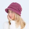 Knitted Hat Women's Autumn Winter Flower Fashion Mom Rabbit Wool Pot Hats & Caps with Thick Velvet Warmth Hat