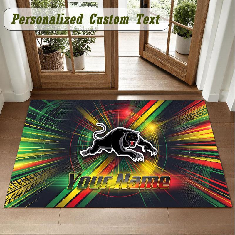 Crystal Velvet Square Rug Custom NamePenrith Panthers Pattern Non Slip Home Floor Decor Rug
