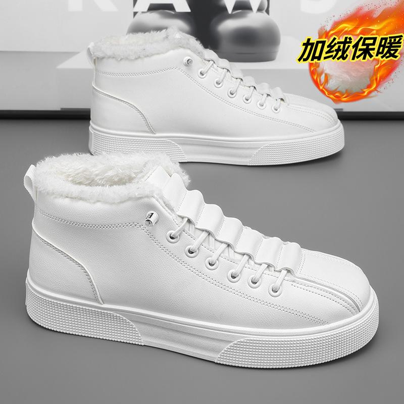 2025 зима новая мужская обувь флис утолщенные высокие спортивные кеды модная повседневная обувь теплая мужская хлопковая обувь
