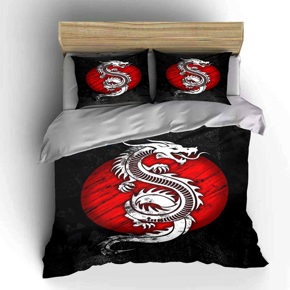 Dragon Red Circle Bedding Set Bedding Duvet Cover Set Duvet Cover Pillowcases (1 * Duvet Cover 2 * Pillowcases, without duvet insert)