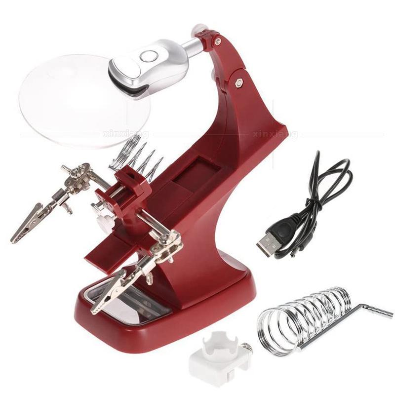 Настольная многофункциональная USB сварочная лупа, железная подставка, держатель, светодиодная лупа, станция для припоя, инструмент