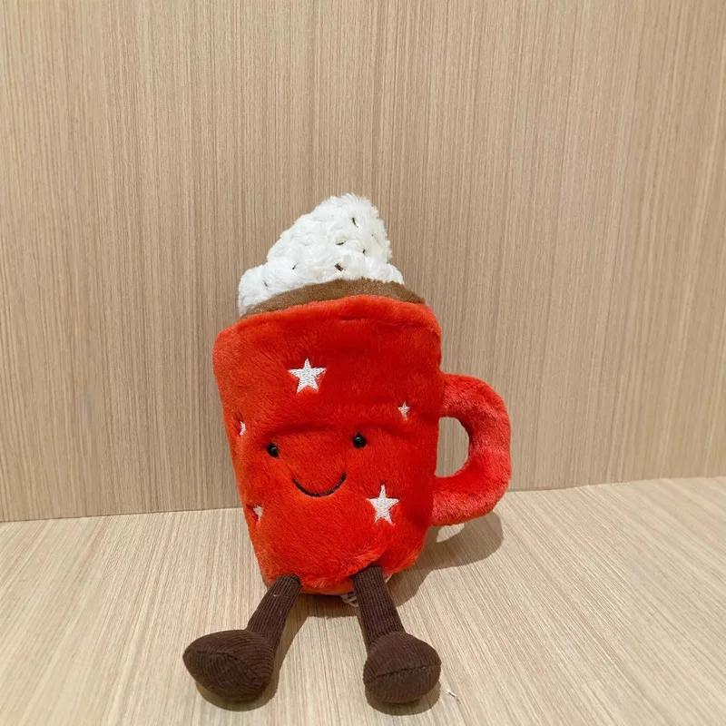 20cm Hot Chocolate Red Coffee Cup Doll Home Decoration Cat And Dog Interactive Companion Plush Pet Holiday Gifts