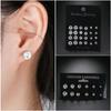 6/12Pairs Elegant Wedding Jewelry Gift Geometric Crystal Stud Earrings Set Round Zircon Alloy Silver