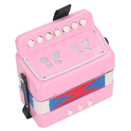 7-Key Button Accordion for Kids, Educational Instrument for Practice and Stage Performance, Beginner Accordion (Rose)