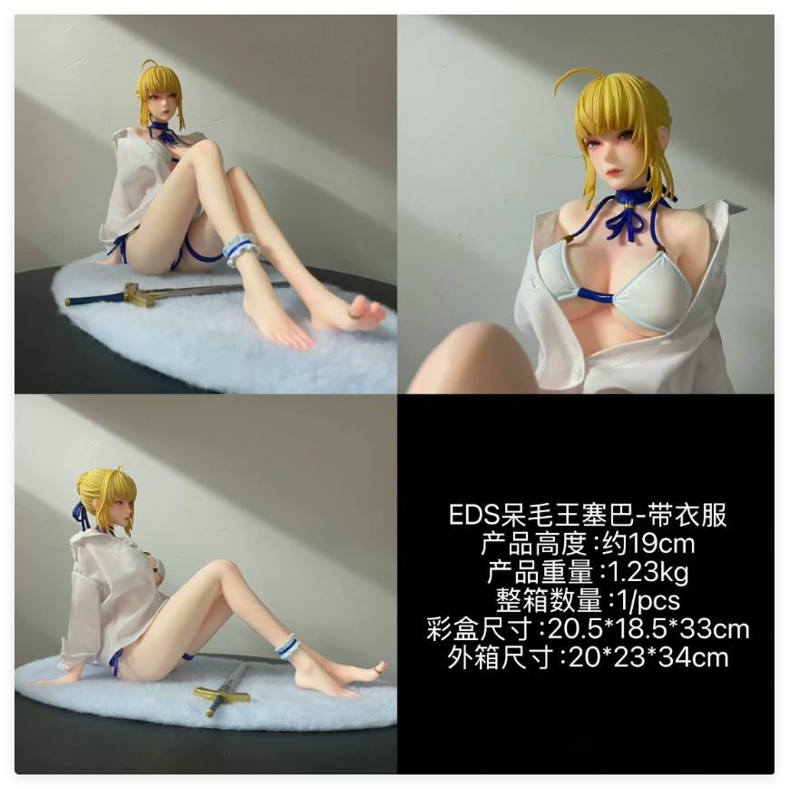Saber Sitting Gk Anime Figure Cute Ahoge King Model 2D Beautiful Girl Statue Exquisite Desktop Decor Collectible Toy Gift