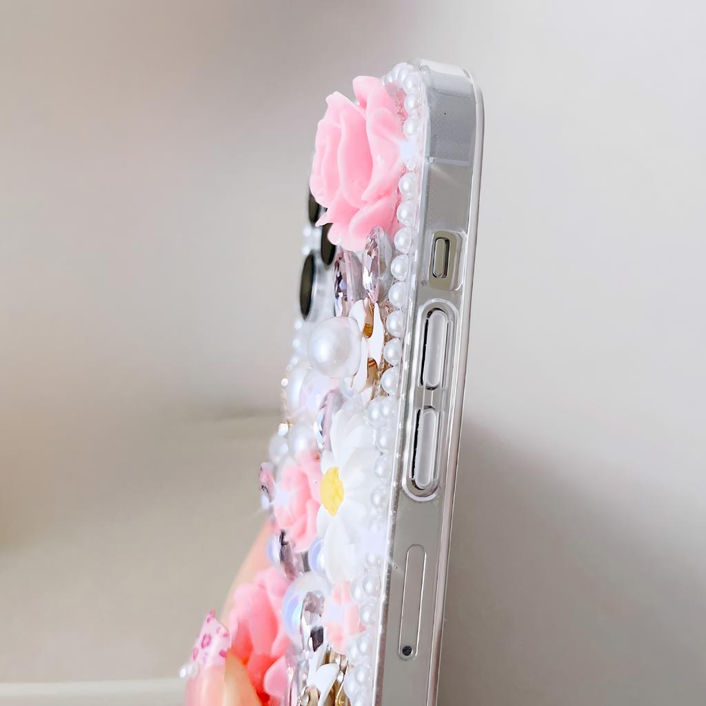 Роскошный 3D Цветочный Чехол для Телефона Для Realme C75 C75X C73 C71 C61 C55 C51 C53 C35 C31 C30 C33 C25 C21Y C25Y C20 C21 Ручной Работы Жемчуг Хрусталь Стразы Обложка