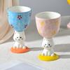 Cat High Legged Ice Cream Cup Ceramic Girls Sweet Wine Glass High Value Design Niche Personality Creative Ice Cream Cup