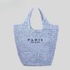 Skeleton Straw Bag Women's Mesh Pocket Handmade Woven Beach Tote Holiday Shoulder Bag