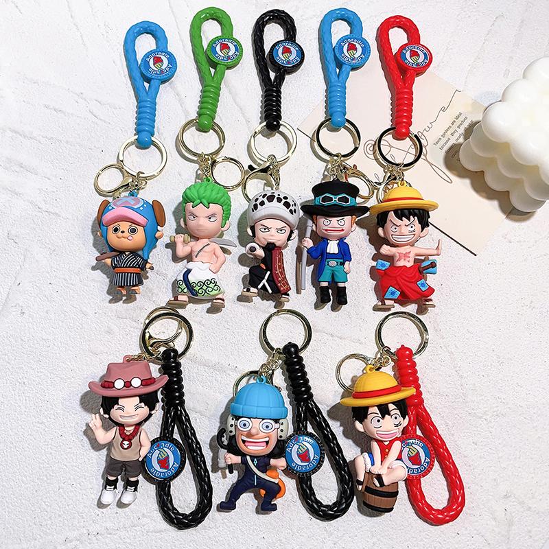 One Piece Keychains Anime Monkey D. Luffy Tony Chopper Roronoa Zoro Cartoon Character Key Chains Keyring Doll Bag Pendent