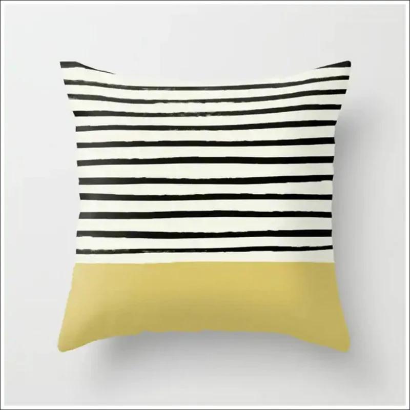 Желтый чехол для подушки с геометрическим принтом, короткая плюшевая наволочка 45*45 см, домашний стул, диван, декоративные квадратные наволочки