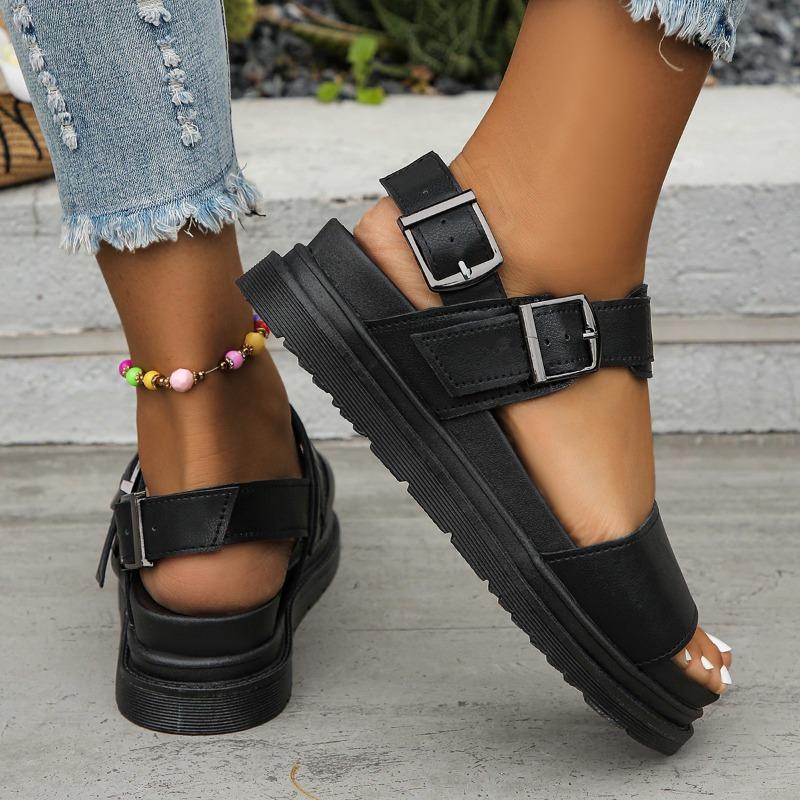 Модные туфли на танкетке с открытым носком на плоской подошве, женские летние пляжные сандалии, сексуальные женские сандалии больших размеров из искусственной кожи, женские сандалии Sapato Feminino