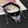 1 шт. Фиолетовый кожаный ожерелье с бабочкой, Модный панк-стиль, Подходит для женщин