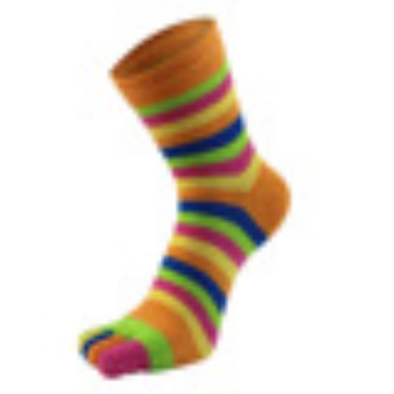 Women Short Toe Socks Colorful Rainbow Pattern Cotton Blend for Comfortable Five Finger Fit