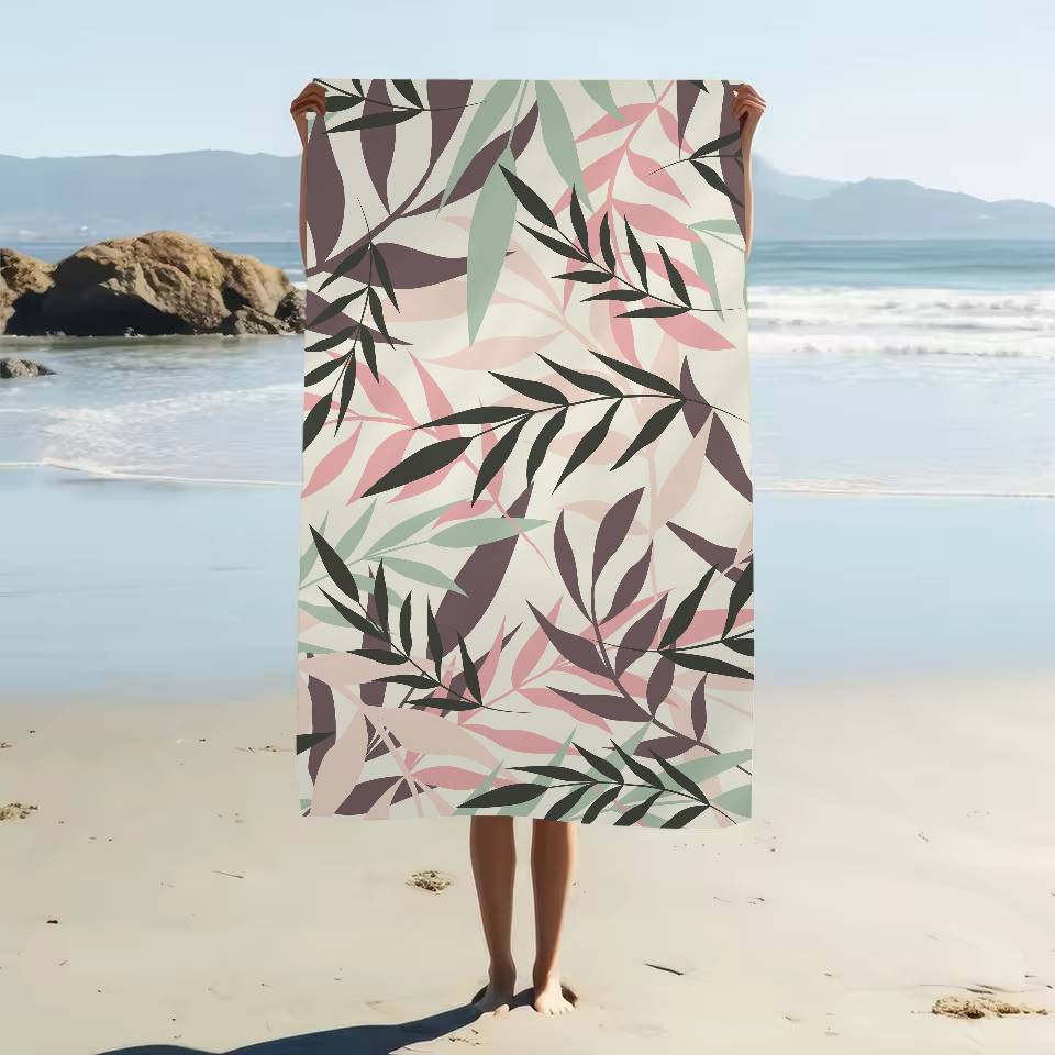 Plant Leaf Pattern Print Microfiber Blanket Quick Drying Beach Towels Oversized Printing Super Absorbent Pool Towel Blanket