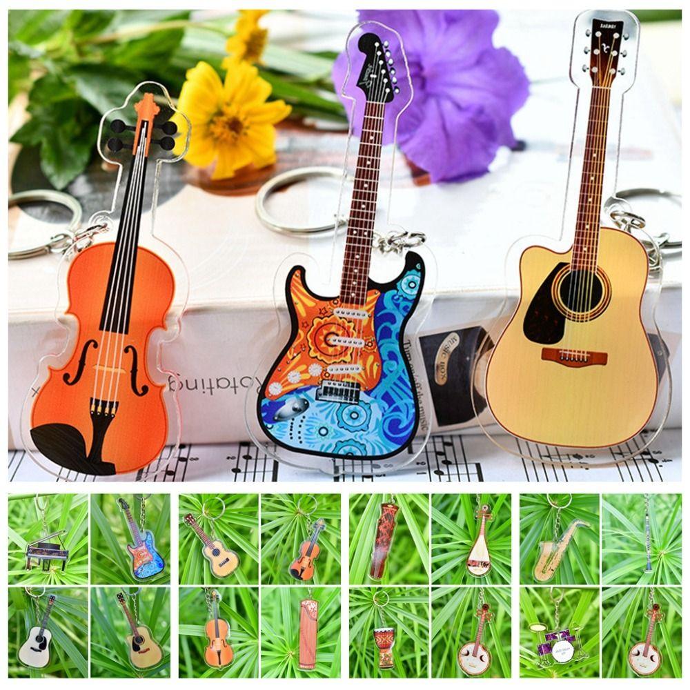 Cello Guitar Acrylic Keychain VIOLIN Electric Guitar Model Keyring Bag Pendant
