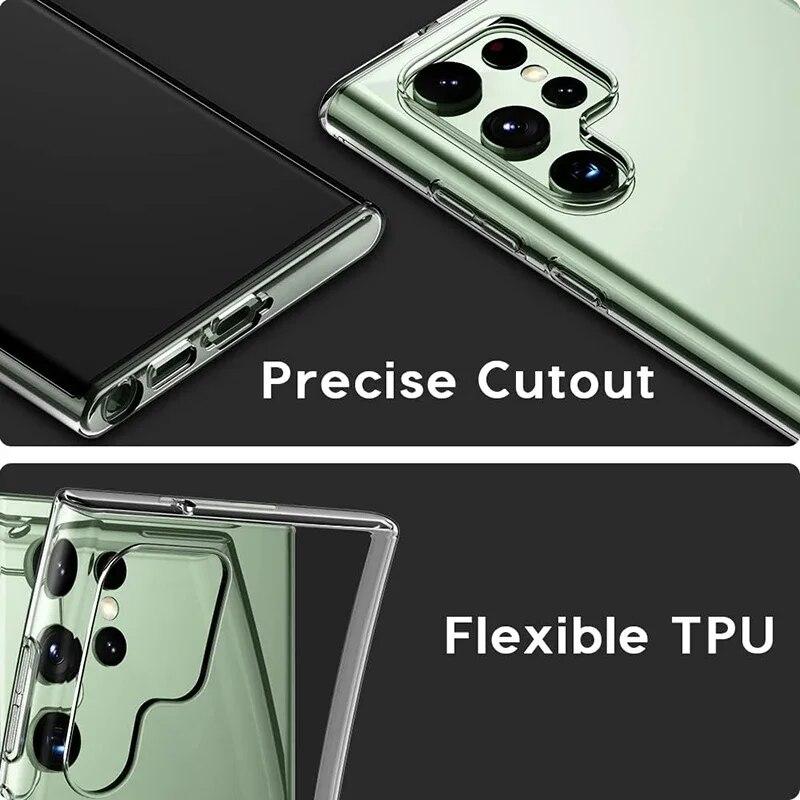 Ультратонкий тонкий прозрачный силиконовый чехол с кристаллами для Samsung Galaxy S24 Ultra S22 S21 S23 FE Мягкий однотонный прозрачный противоударный чехол