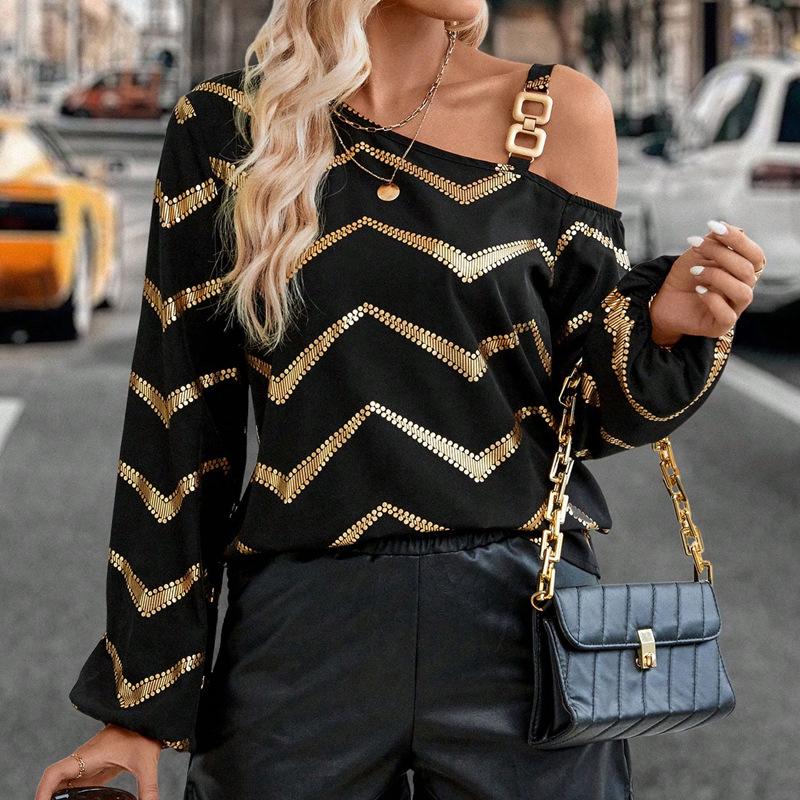 Женская асимметричная футболка с длинным рукавом в полоску, модный повседневный топ на осень и зиму