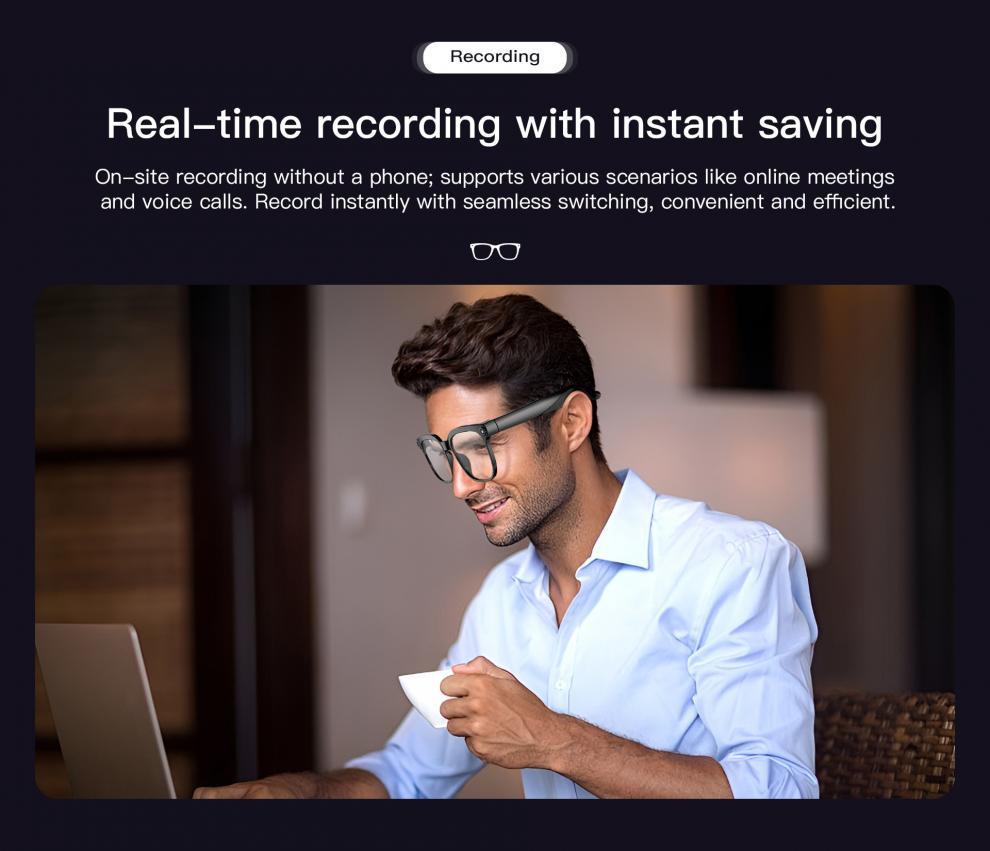 AI Bluetooth Smart Glasses: 800W Camera, Video Recording, and Simultaneous Interpretation
