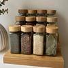 Набор из 7 шт. Стеклянная банка для специй 4 унции Контейнеры для приправ с бамбуковыми крышками Квадратные пустые бутылочки для специй Травы