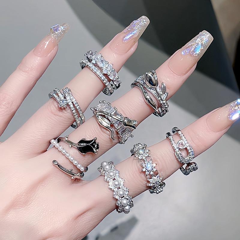 Super Sa Personalized Light Luxury Diamond-Encrusted Zircon Series Ring Niche Design Temperament High-End Accessories
