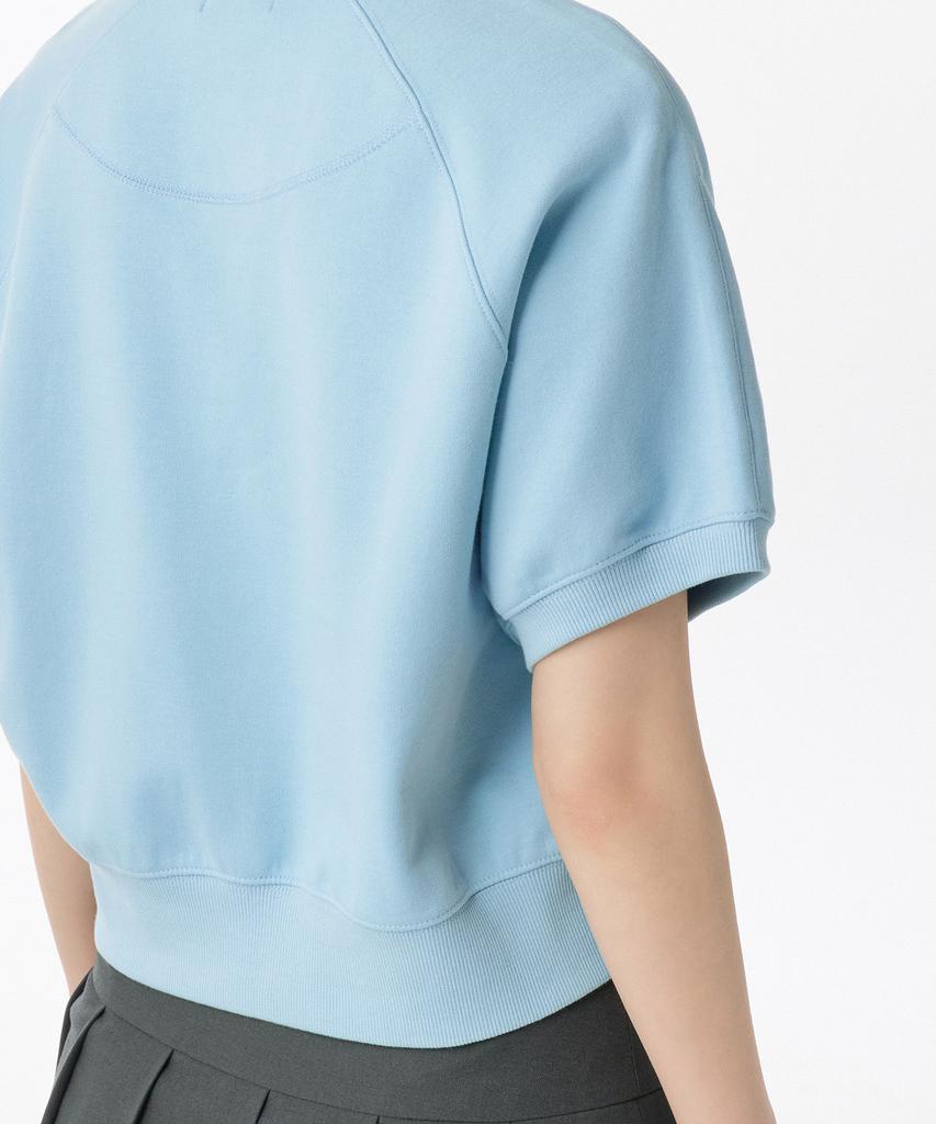 MUSINSA STANDARD WOMAN Women'S Double Knit Short Sleeve Sweatshirt [Sky Blue]