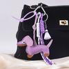 Dachshund Dog Bag Pendant Bag Charms with Woven Umbrella Retractable Rope Keys Bags Wallets