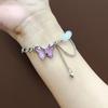 Fashion Trendy Handmade Purple Butterfly Pearl Chain Bracelet Beautiful Small Fresh Personality Bracelet Women
