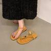 Flat Bottom Retro Yellow Toe Sandals Fairy Shoes 2025 New Summer with Skirt Black Shoes