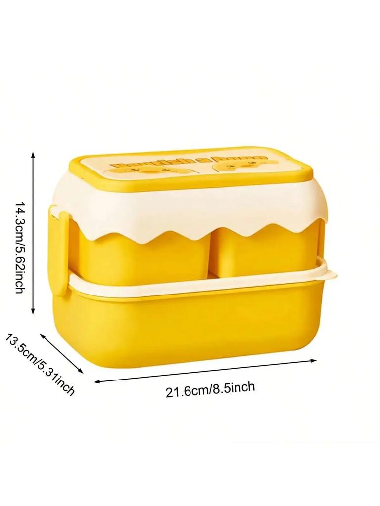 1pc-Double layered colored fruit lunch box, large capacity portable lunch box, suitable for camping, picnics, and beaches