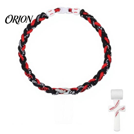 Stainless Steel Crossroads Pendant Triple-Rope Baseball Necklace, Braided Rope Design Necklace with Crossroad Pendant, Team Spirit Gift Sports