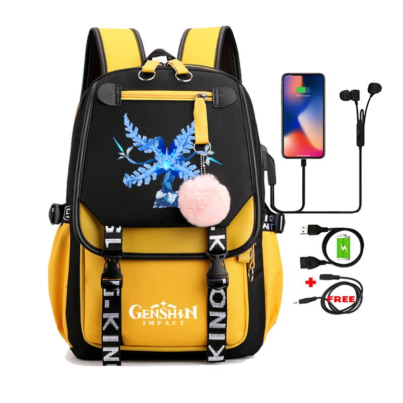Anime Game Printed Bag Canvas Backpack Large Capacity Bookbag for Boy Girl Kids Gifts Usb Charging Travel Backpack Student School Bag