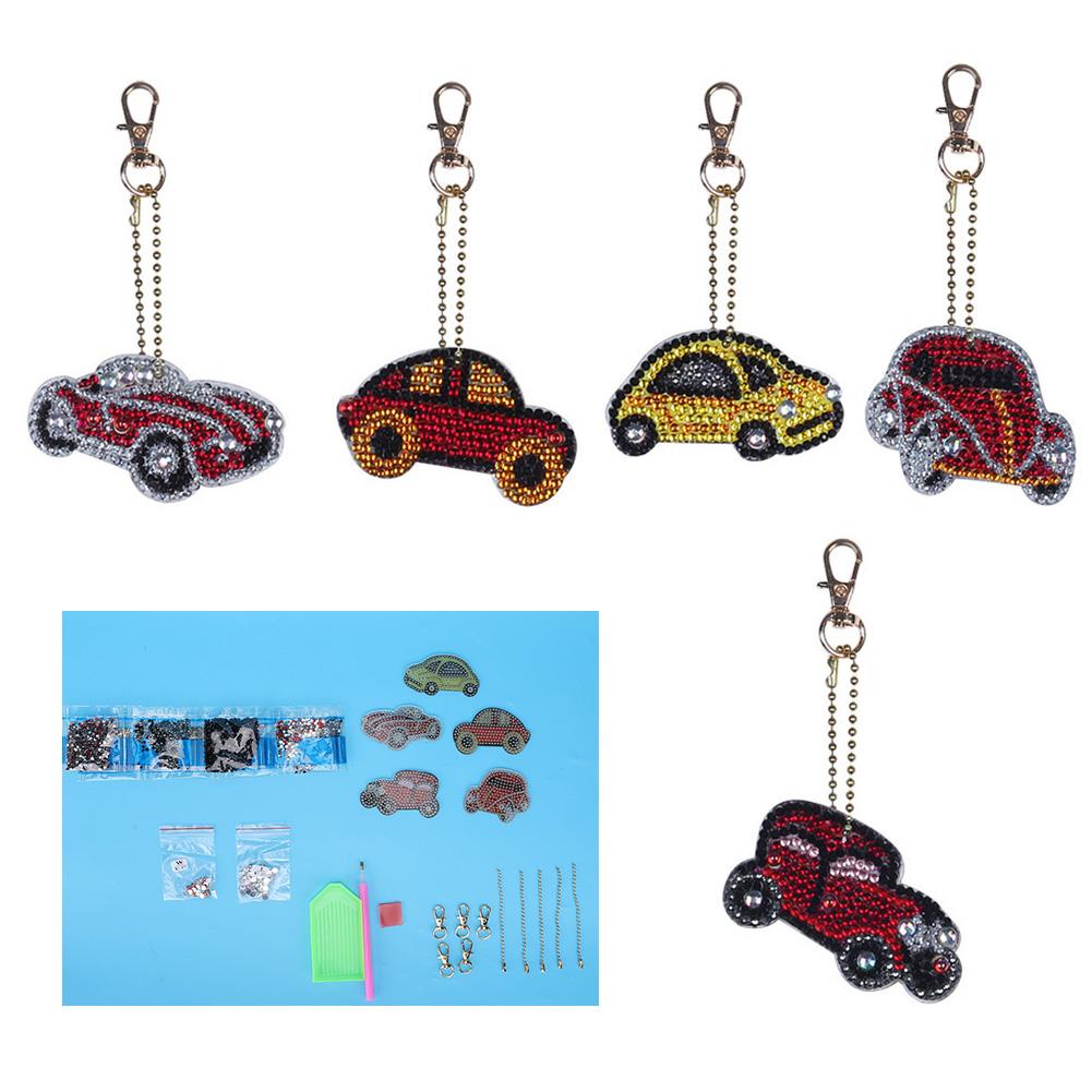 DIY Full Drill Diamond Painting Mini Car Keychain Bag Hanging Decoration Crafts Materials Kit
