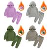 Children Fleece Winter Outfit Toddler Cotton Solid Hoodies Pullover Sweatshirt Pants Tracksuit Set Kids Boy Girl Warm Sweatsuits