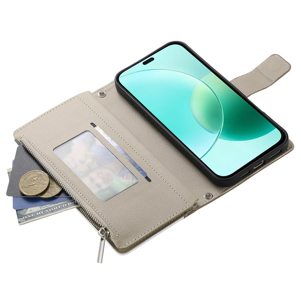 Для Honor 400 5G (Глобальный) Чехол-кошелек на молнии, кожаный откидной чехол для телефона с ремешками, цветная вставка