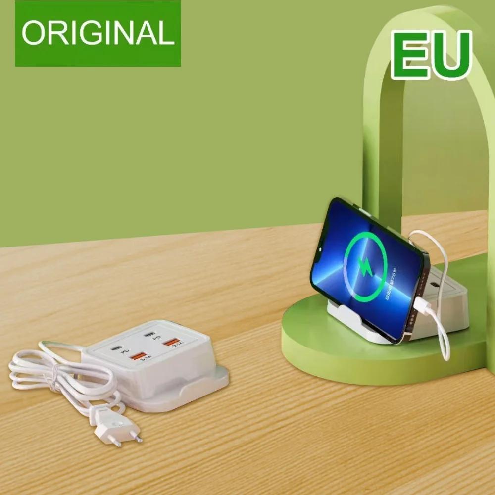 5.1A Fast Charging USB C Charger PD 4 Ports Wall Socket Mobile Phone Type C Charger Adapter Power Strip for iPhone 16 Samsung