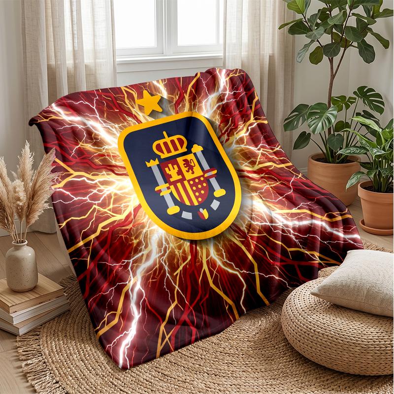 Spain football Printed Flannel Blanket Skin Friendly Warm Decorative Throw for Indoor Couch Bed Daily Use