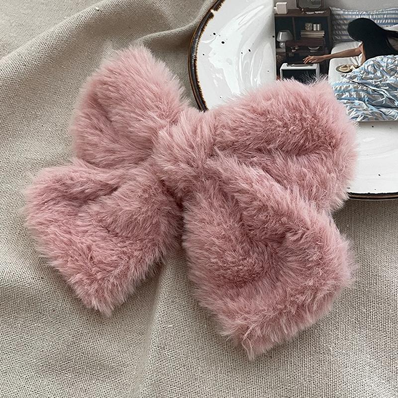 Плюшевая заколка-бантик для волос, женская корейская простая однотонная заколка-бантик, большая заколка для девочек, аксессуары для волос