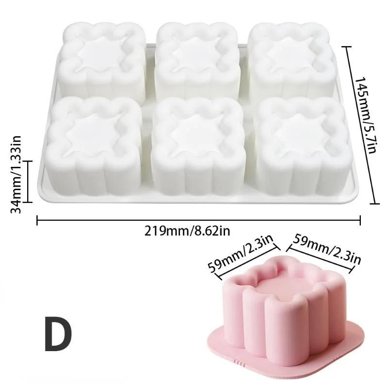 Творческая ручная работа Groove Flower Love Star Mousse Mold Круглая квадратная силиконовая форма для выпечки торта Желе пудинг свечи формы