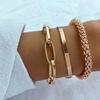 Trendy European and American Accessories: Multi-layer Snake Bone Chain Bracelet Set, Creative Vintage 3-piece Golden Chain Bracelet for Women.