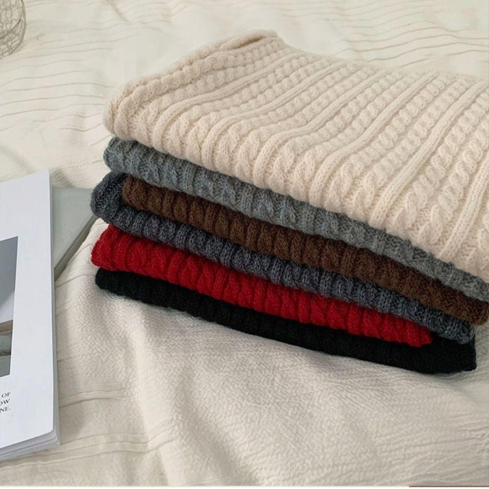 Korean Style Knitted Scarf Solid Color Pullover Wool Bib Retro Turtleneck Fake Collar  Student