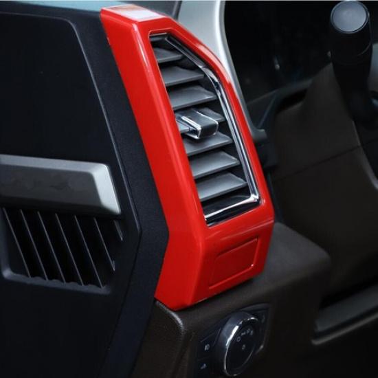 For 15-20 Ford F150 ABS Red Interior Dash Side Air Vent Outlet Cover Trim Frame