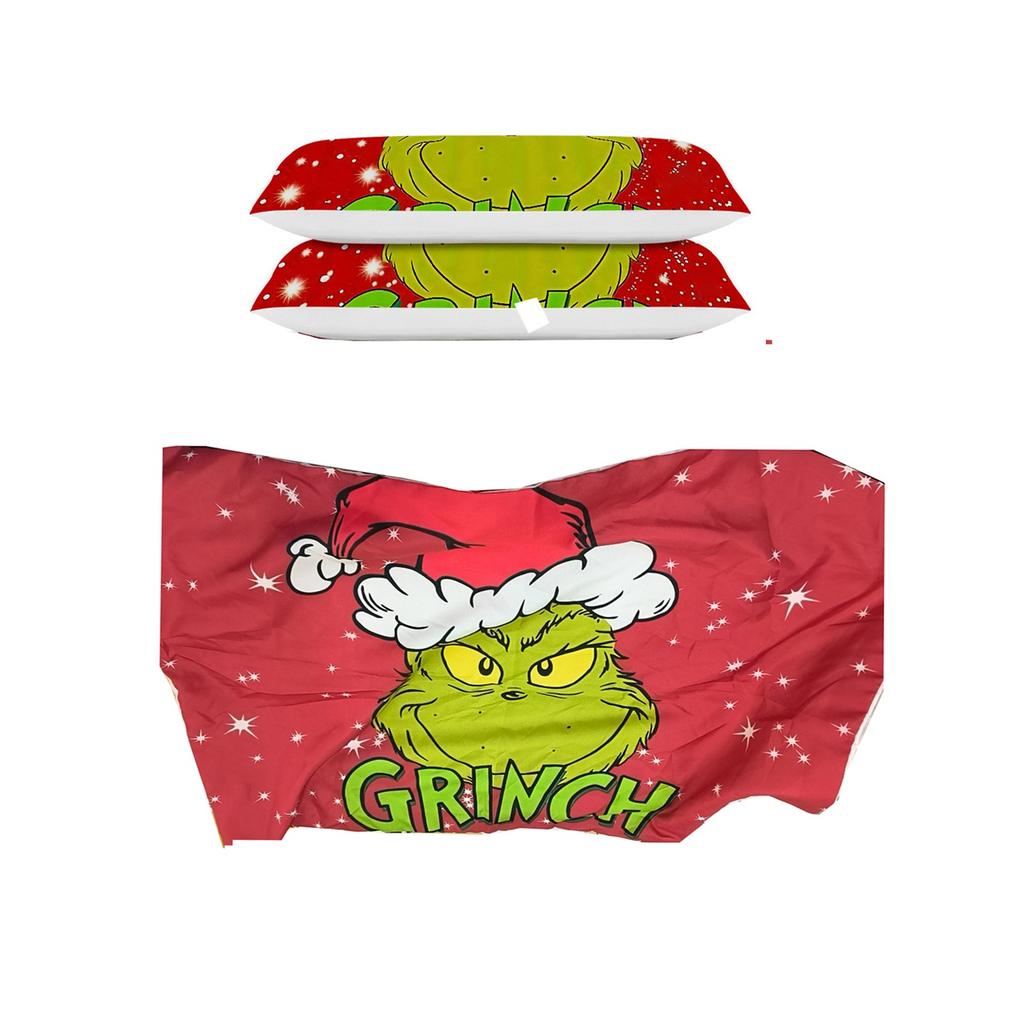 Пододеяльник с принтом рождественских украшений. Супермягкая матовая микрофибра для двуспальной кровати. Удобный комплект с застежкой-молнией и 2 наволочками.