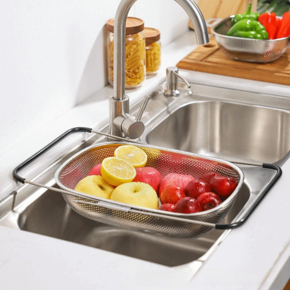 Non-slip Handle Sink Drain Basket Fine Mesh Vegetables Draining Racks Strainer Basket Tableware