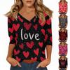 Women's T Shirt Print 3/4 Sleeve Daily Weekend Fashion Basic V- Neck Regular Top