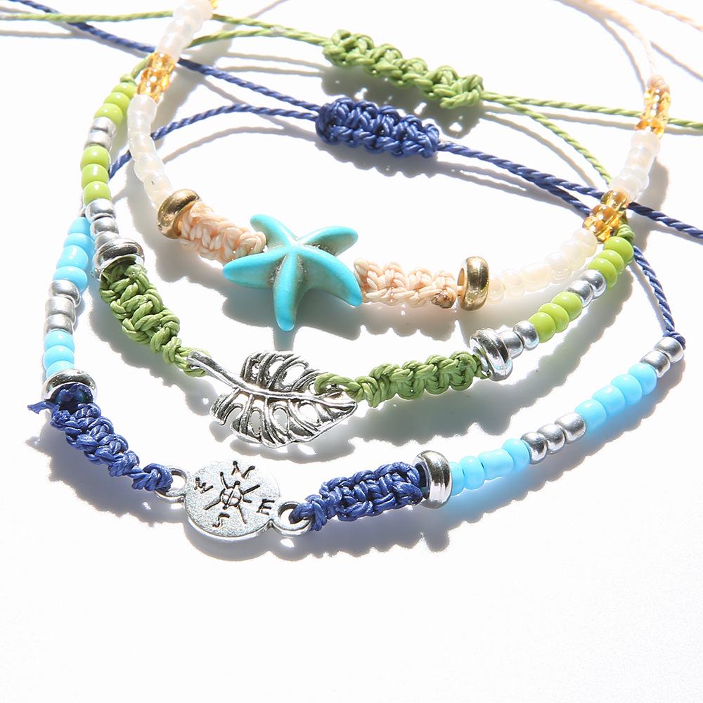 Simple Accessories Набор браслетов с плетением: Звезда-компас с 3 лучами, Морская звезда